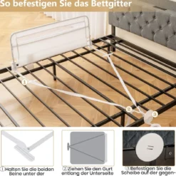 Bettgitter für Kleinkinder 100 cm faltbares Baby-Bettgitter mit abnehmbarem & waschbarem Bezug Grau/Weiß