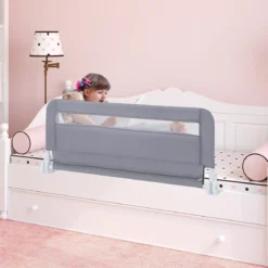 Bettgitter für Kleinkinder 100 cm faltbares Baby-Bettgitter mit abnehmbarem & waschbarem Bezug Grau/Weiß
