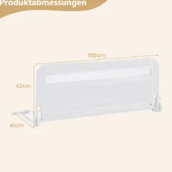 Bettgitter für Kleinkinder 100 cm faltbares Baby-Bettgitter mit abnehmbarem & waschbarem Bezug Grau/Weiß