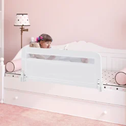 Bettgitter für Kleinkinder 100 cm faltbares Baby-Bettgitter mit abnehmbarem & waschbarem Bezug Grau/Weiß