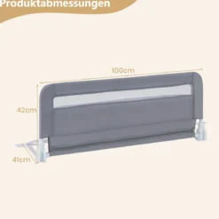 Bettgitter für Kleinkinder 100 cm faltbares Baby-Bettgitter mit abnehmbarem & waschbarem Bezug Grau/Weiß