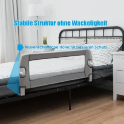 Bettgitter für Kleinkinder klappbares Sicherheitsgitter 105 x 40,5 x 42 cm Dunkelgrau