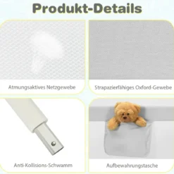 Bettgitter Sicherheitsschiene für Kinderbetten Abschließbar 145 x 25 x 101,5 cm Grau
