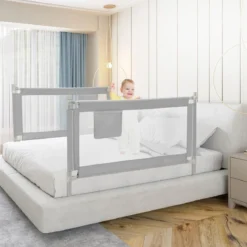 Bettgitter Sicherheitsschiene für Kinderbetten Abschließbar 145 x 25 x 101,5 cm Grau