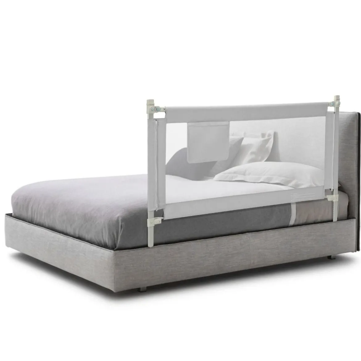 Bettgitter Sicherheitsschiene für Kinderbetten Abschließbar 145 x 25 x 101,5 cm Grau