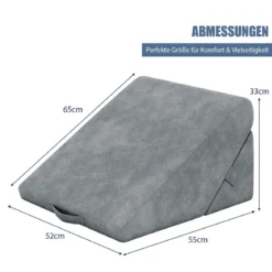 Bettkeil-Kissen einstellbares Rückstellschaum-Neigungskissen Keilkissen 58 x 50,5 x 36 cm Grau