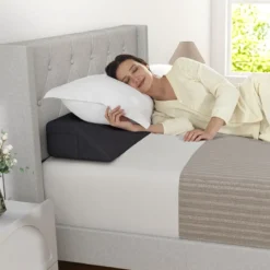 Bett-Lückenfüller Bettkeil mit Seitentasche Keilkissen für das Bett Grau 99 x 25 x 13 cm