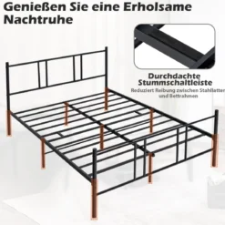 Bettrahmen aus Metall Plattform-Bettgestell mit Kopfteil und Fußteil 200 x 160 cm Schwarz