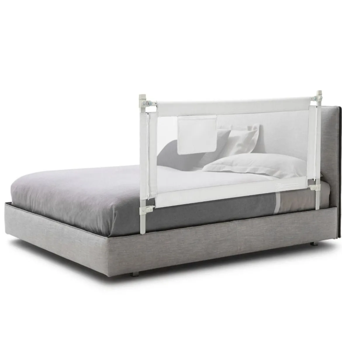 Bettschutzgitter Abschließbar Bettgitter Sicherheitsschiene für Baby 145 x 25 x 101,5 cm Weiß