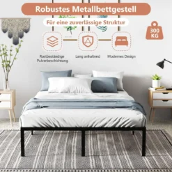 Bett 160 x 200 cm Bettgestell aus Metall Bettrahmen Metallbett Doppelbett Schwarz