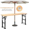 Bierzelttisch höhenverstellbar klappbarer Biertisch mit Schirmloch 168,5 x 50 x 75 cm/105 cm Natur