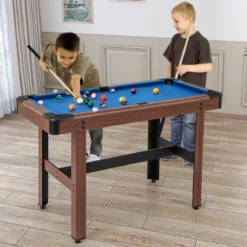 Billardtisch aus Holz mit 2 Queues 2 Kreiden & Dreieck & Bürste Billlard Tisch Tischbillard