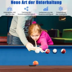 Billardtisch aus Holz mit 2 Queues 2 Kreiden & Dreieck & Bürste Billlard Tisch Tischbillard