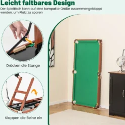 Billardtisch Klappbar Billiard Tisch inkl. 2 Queues 16 Billard 2 Kreiden 138 x 67 x 79,5 cm