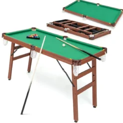 Billardtisch Klappbar Billiard Tisch inkl. 2 Queues 16 Billard 2 Kreiden 138 x 67 x 79,5 cm