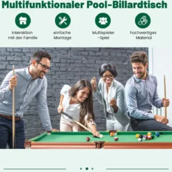 Billardtisch Klappbar Billiard Tisch inkl. 2 Queues 16 Billard 2 Kreiden 138 x 67 x 79,5 cm