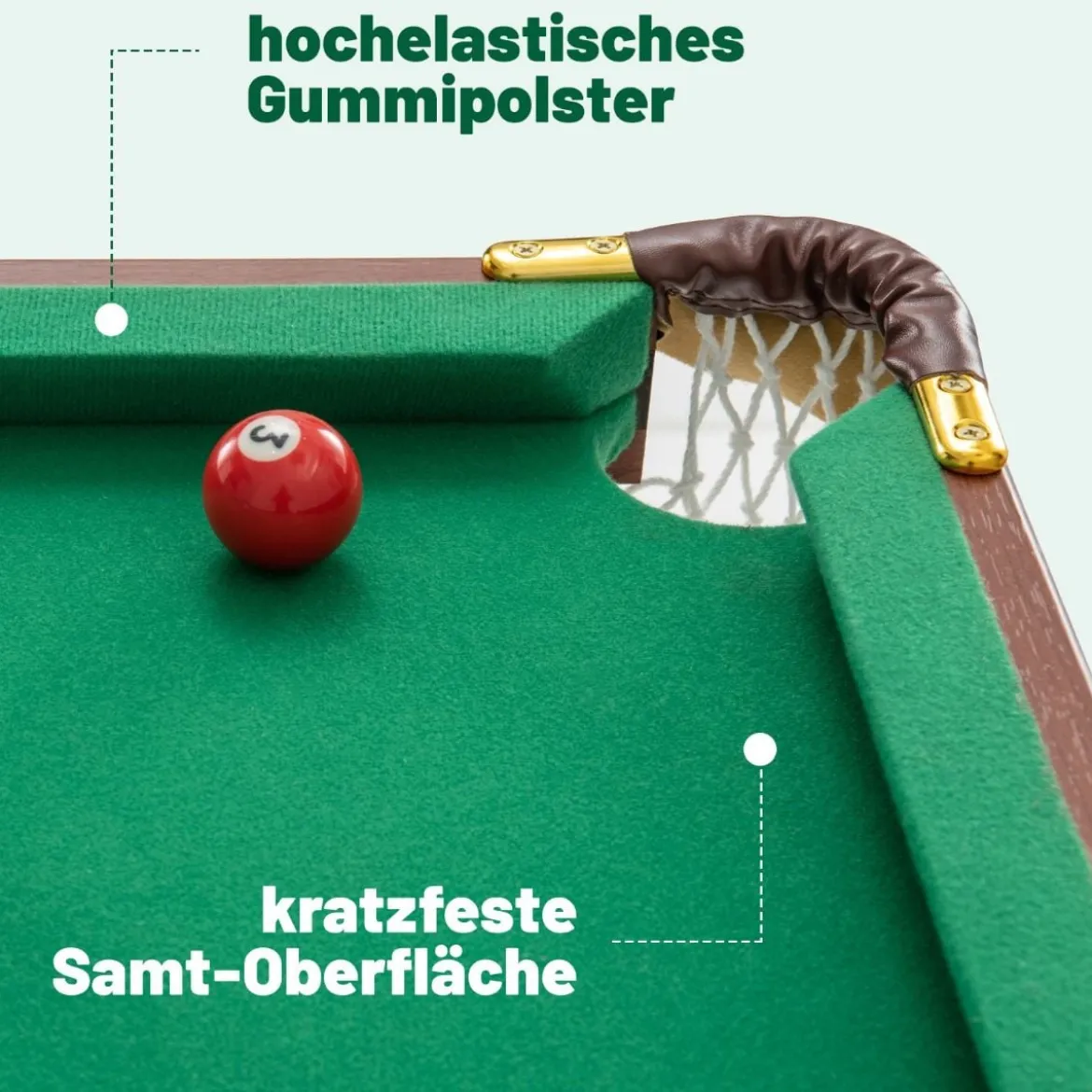 Billardtisch Klappbar Billiard Tisch inkl. 2 Queues 16 Billard 2 Kreiden 138 x 67 x 79,5 cm