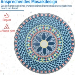Bistrotisch mit 2 Stühlen Mosaik Bistroset klappbar 3-teiliges Balkonset Blau