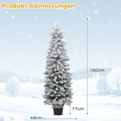 Bleistift Weihnachtsbaum mit Schnee & Beleuchtung & 8 Lichtmodi Künstlicher Tannenbaum