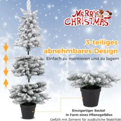 Bleistift Weihnachtsbaum mit Schnee & Beleuchtung & 8 Lichtmodi Künstlicher Tannenbaum