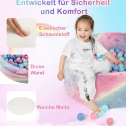 Bällebad für Babys mit Abnehmbarem Bezug im Dunkeln Leuchtendes Rundes Spielbecken