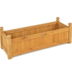 Blumenkasten aus Tannenholz Pflanzkasten mit 4-Ecken-Entwässerung 110 x 40 x 35 cm