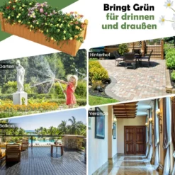Blumenkasten aus Tannenholz Pflanzkasten mit 4-Ecken-Entwässerung 110 x 40 x 35 cm