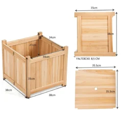 Blumenkasten Hochbeet Holz Blumenbeet Blumentopf klappbar Pflanzkasten Garten Frühbeet 38x38x35cm