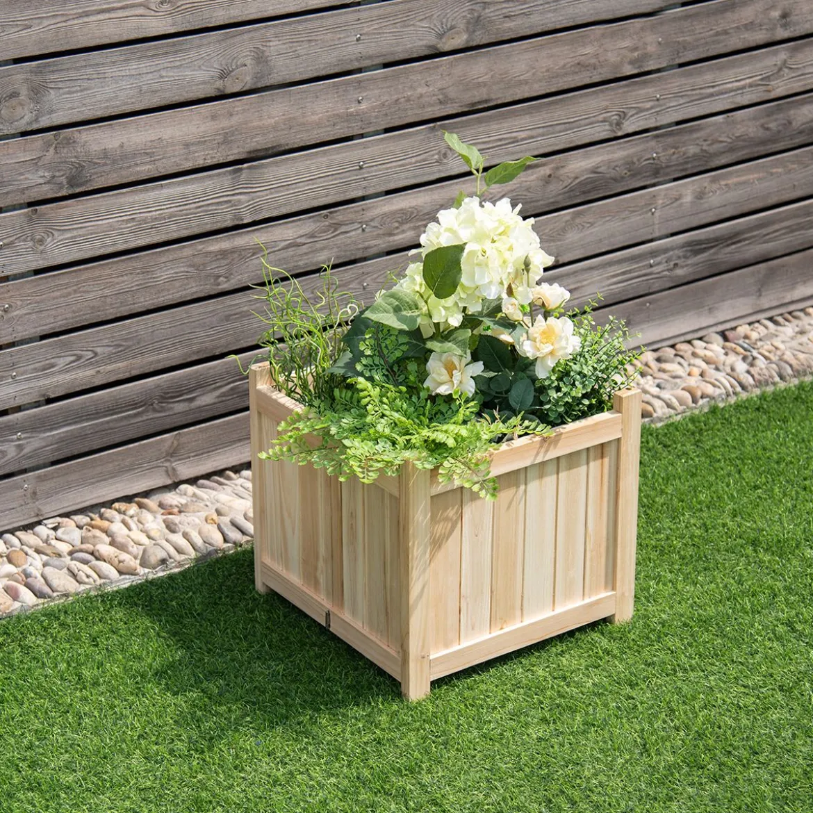 Blumenkasten Hochbeet Holz Blumenbeet Blumentopf klappbar Pflanzkasten Garten Frühbeet 38x38x35cm