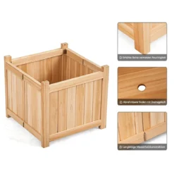 Blumenkasten Hochbeet Holz Blumenbeet Blumentopf klappbar Pflanzkasten Garten Frühbeet 38x38x35cm