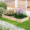 Blumenkasten Hochbeet Holz Pflanzkasten quadratisch Gartenbeet mit offenem Boden Pflanzbeet für Garten Rasen Terrasse Balkon 102 x 102 x 30 cm Natur