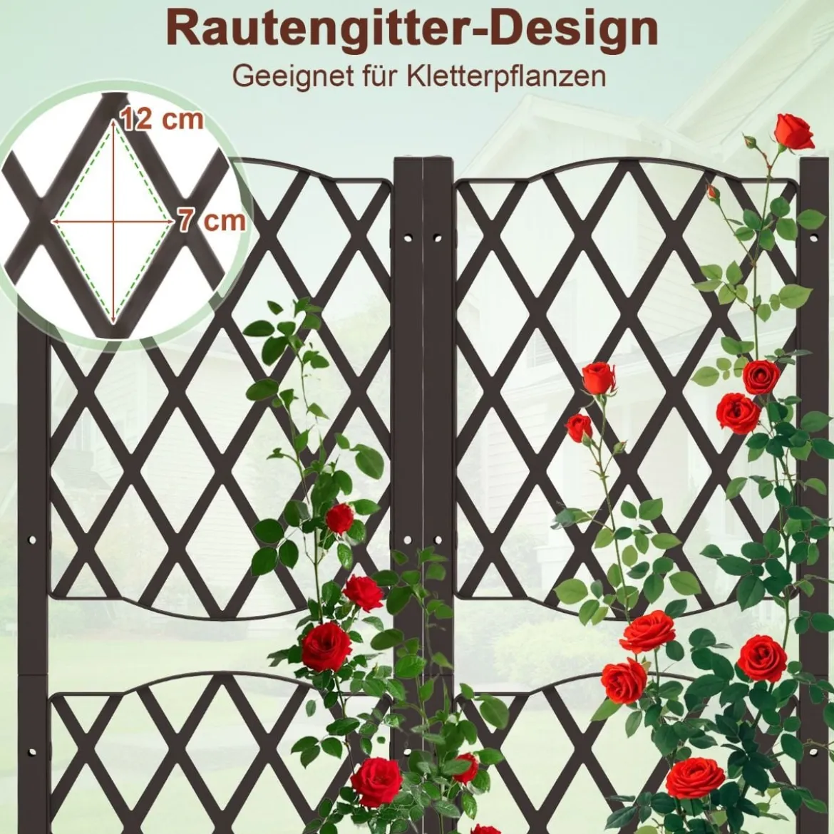 Blumenkasten mit Rankgitter Pflanzkasten für Kletterpflanzen Hochbeet mit Spalier 80 x 40 x 122 cm Braun