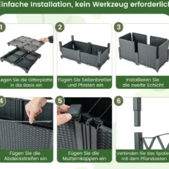 Blumenkasten mit Rankgitter Pflanzkasten für Kletterpflanzen 80 x 40 x 140 cm Kaffee/Grau