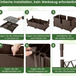 Blumenkasten mit Rankgitter Pflanzkasten für Kletterpflanzen 80 x 40 x 140 cm Kaffee/Grau