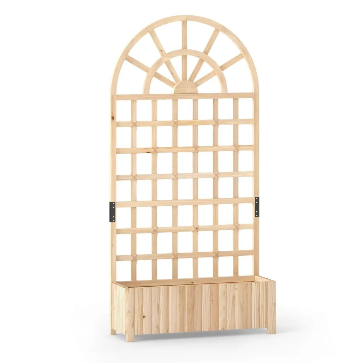 Blumenkasten mit Rankgitter & Spalier & Entwässerung Gartenspalier für Kletterpflanzen Natur