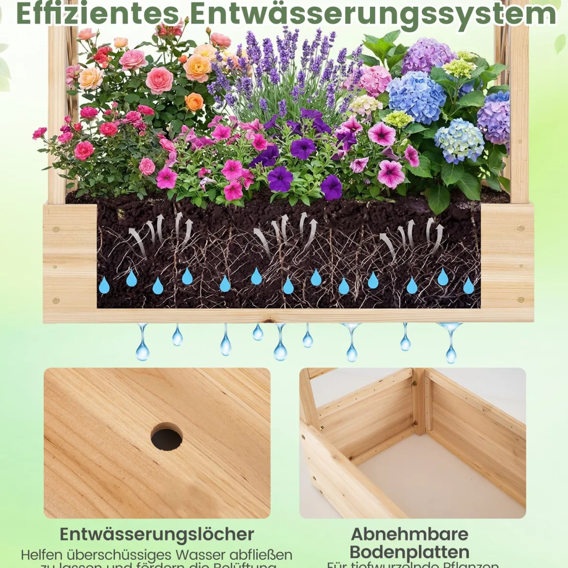Blumenkasten mit Rankgitter Pflanzkasten mit Rankhilfe & Hängendem Dach Sichtschutz Natur