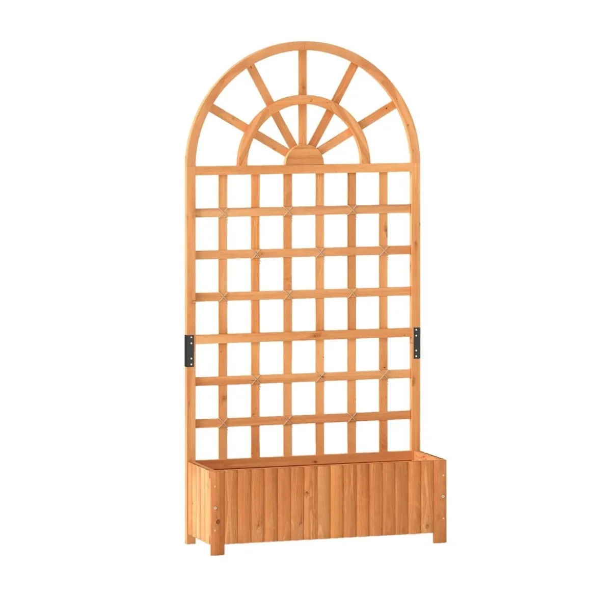 Blumenkasten mit Rankgitter & Spalier & Entwässerung Gartenspalier für Kletterpflanzen Braun