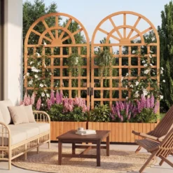 Blumenkasten mit Rankgitter & Spalier & Entwässerung Gartenspalier für Kletterpflanzen Braun