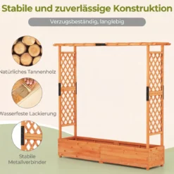 Blumenkasten mit Rankgitter & Hängendem Dach Pflanzkasten Hochbeet Pflanzkübel Orange