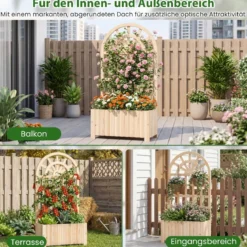 Blumenkasten mit Rankgitter & Spalier & Entwässerung Pflanzkasten für Kletterpflanzen Natur
