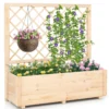 Blumenkasten mit Rankgitter Hochbeet mit Spalier & Drainagelöchern Natur 98 x 35 x 101 cm