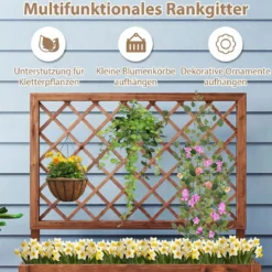 Blumenkasten mit Rankgitter Hochbeet mit Spalier & Drainagelöchern Orange 98 x 35 x 101 cm