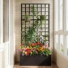 Blumenkasten mit Rankgitter Pflanzkübel mit Sichtschutz 180cm Pflanzkasten mit Spalier