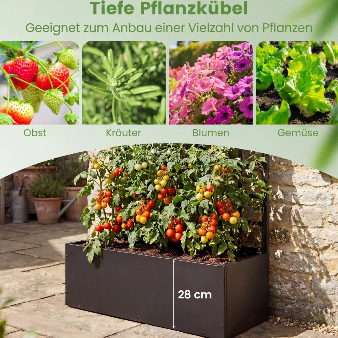 Blumenkasten mit Rankgitter Pflanzkübel mit Sichtschutz 180cm Pflanzkasten mit Spalier