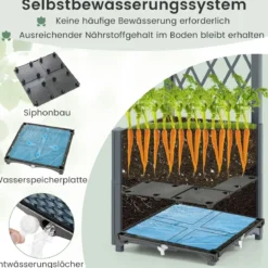 Blumenkasten mit Rankgitter Pflanzkasten für Kletterpflanzen 40 x 40 x140 cm Grau/Kaffee