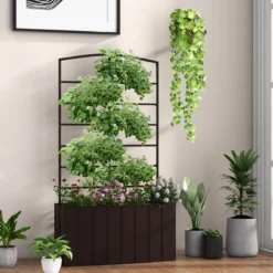 Blumenkasten mit Rankgitter für Kletterpflanzen & Korbpflanzen 61 x 20 x 111 cm