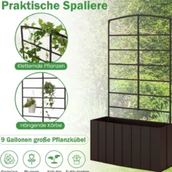 Blumenkasten mit Rankgitter für Kletterpflanzen & Korbpflanzen 61 x 20 x 111 cm
