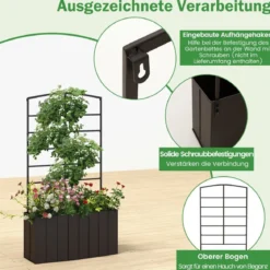 Blumenkasten mit Rankgitter für Kletterpflanzen & Korbpflanzen 61 x 20 x 111 cm