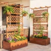 Blumenkasten mit Rankgitter & Dach Pflanzkübel mit Sichtschutz Tannenholz Pflanzkasten Hochbeet