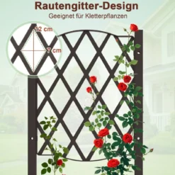 Blumenkasten mit Rankgitter Pflanzkasten für Kletterpflanzen Hochbeet mit Spalier 40 x 40 x 122 cm Braun